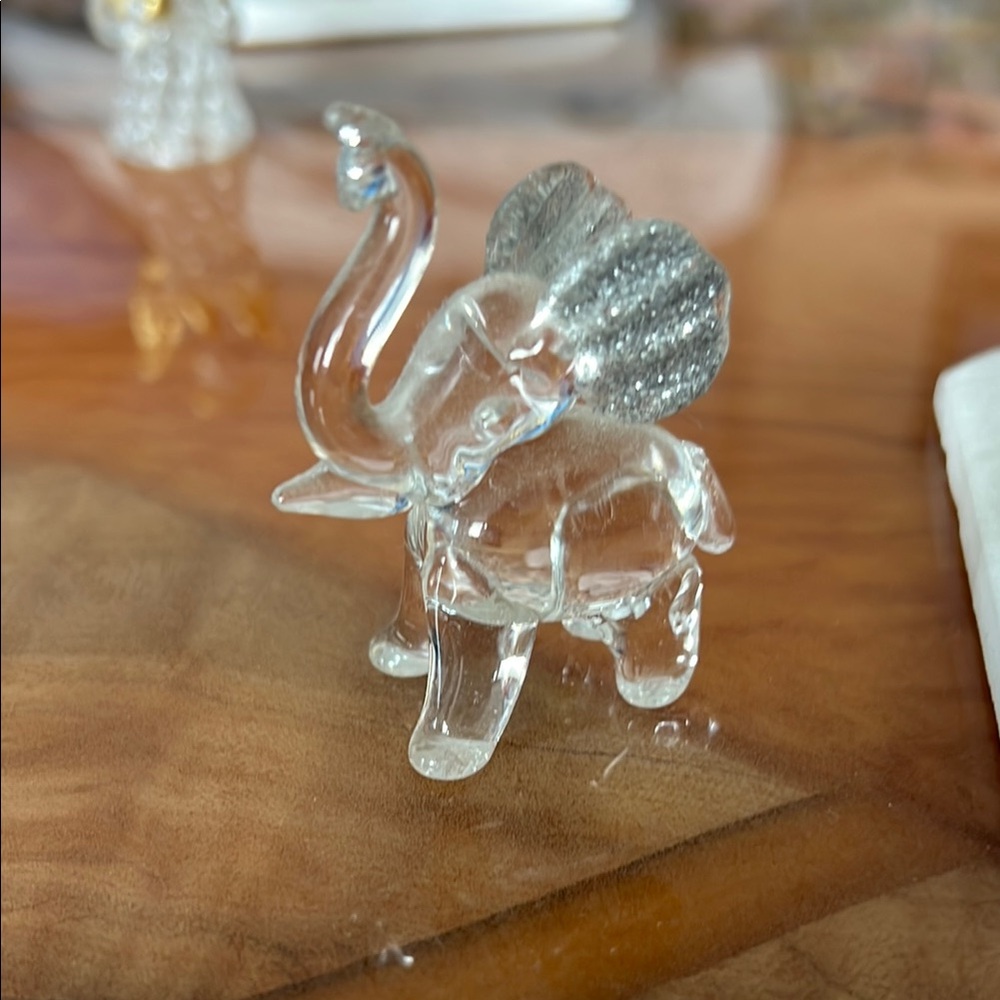 Crystal Elephant Figurine with Glitter Accents